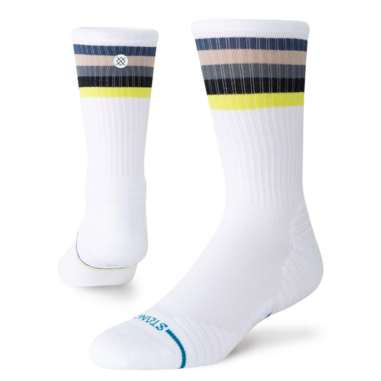 Medium Performance Golf Crew Socks - Line Up Ribbed White