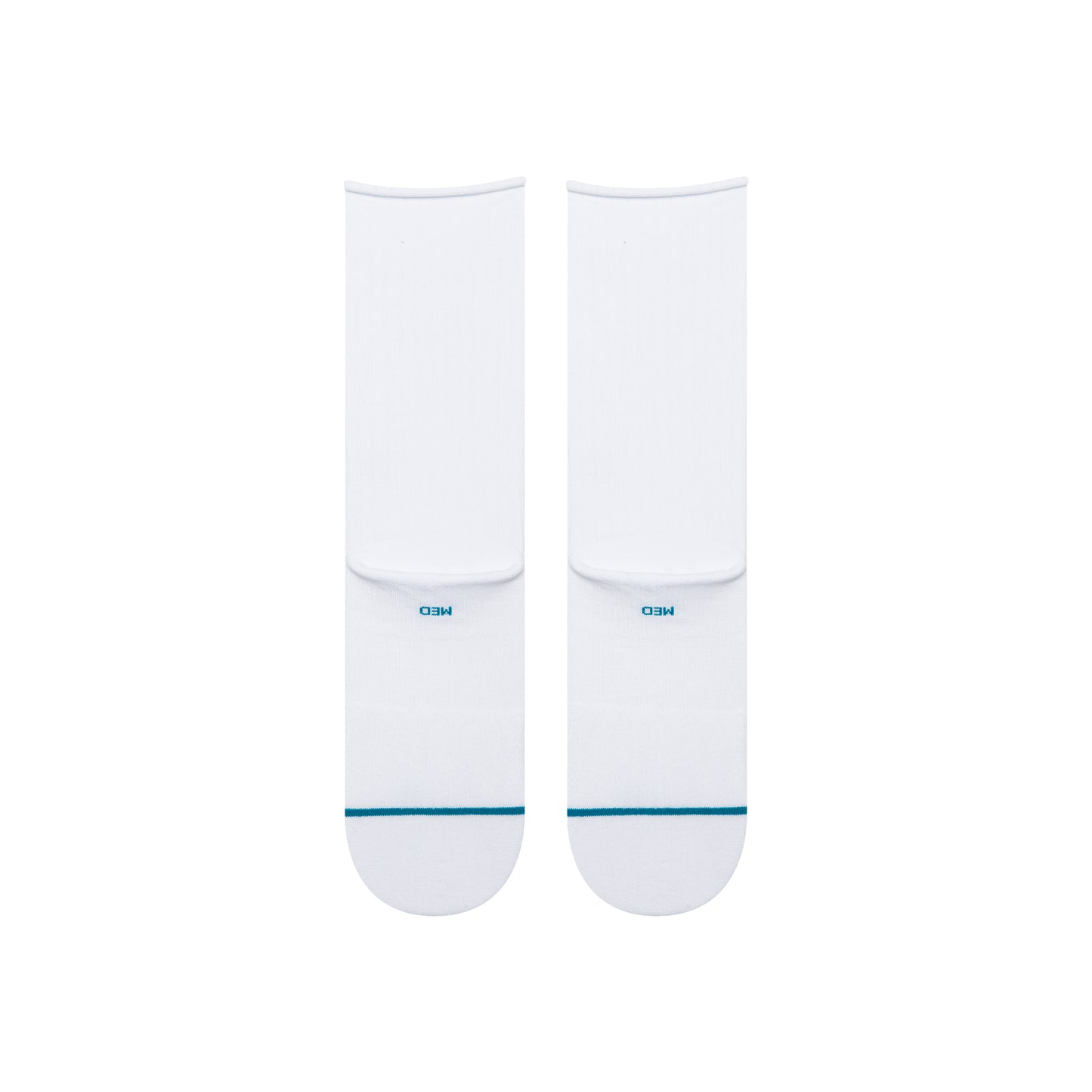 Rolled Solid Crew Socks - White