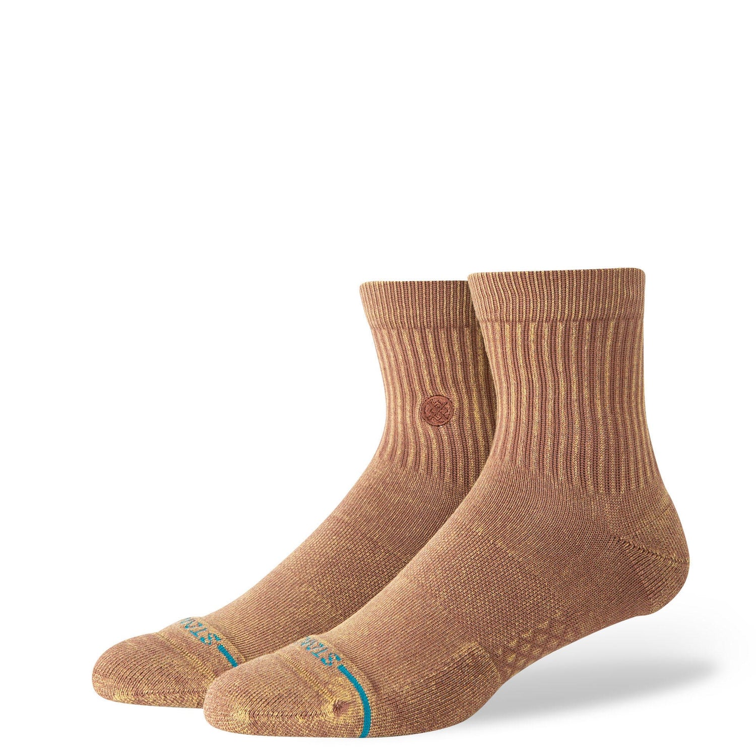 Icon Washed Quarter Socks - Brown