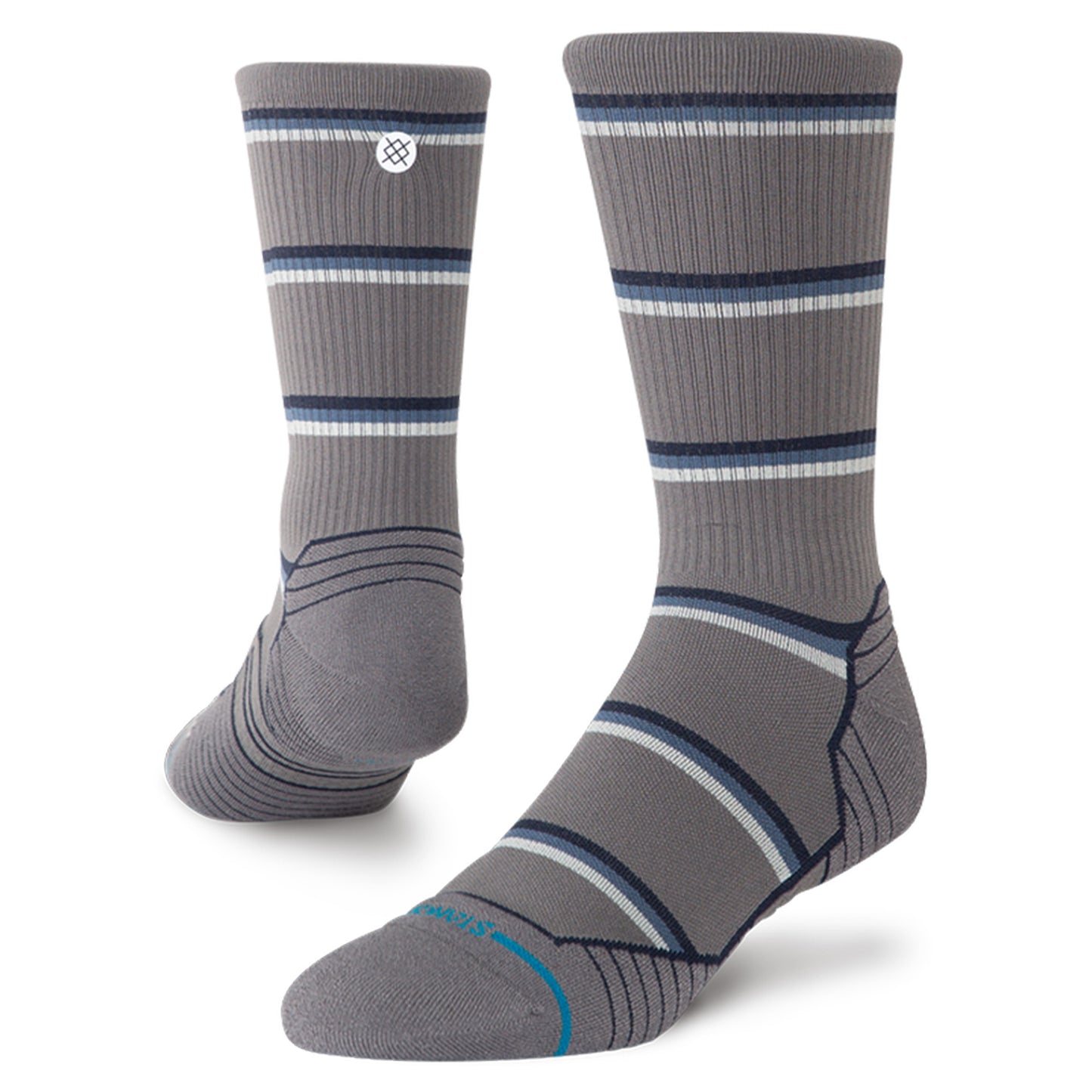 LIGHT PERFORMANCE CREW SOCKS - MULTISTRIPE RIBBED GREY