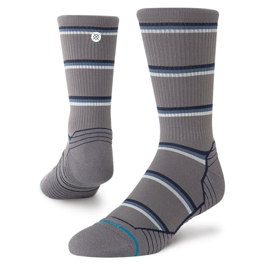 LIGHT PERFORMANCE CREW SOCKS - MULTISTRIPE RIBBED GREY