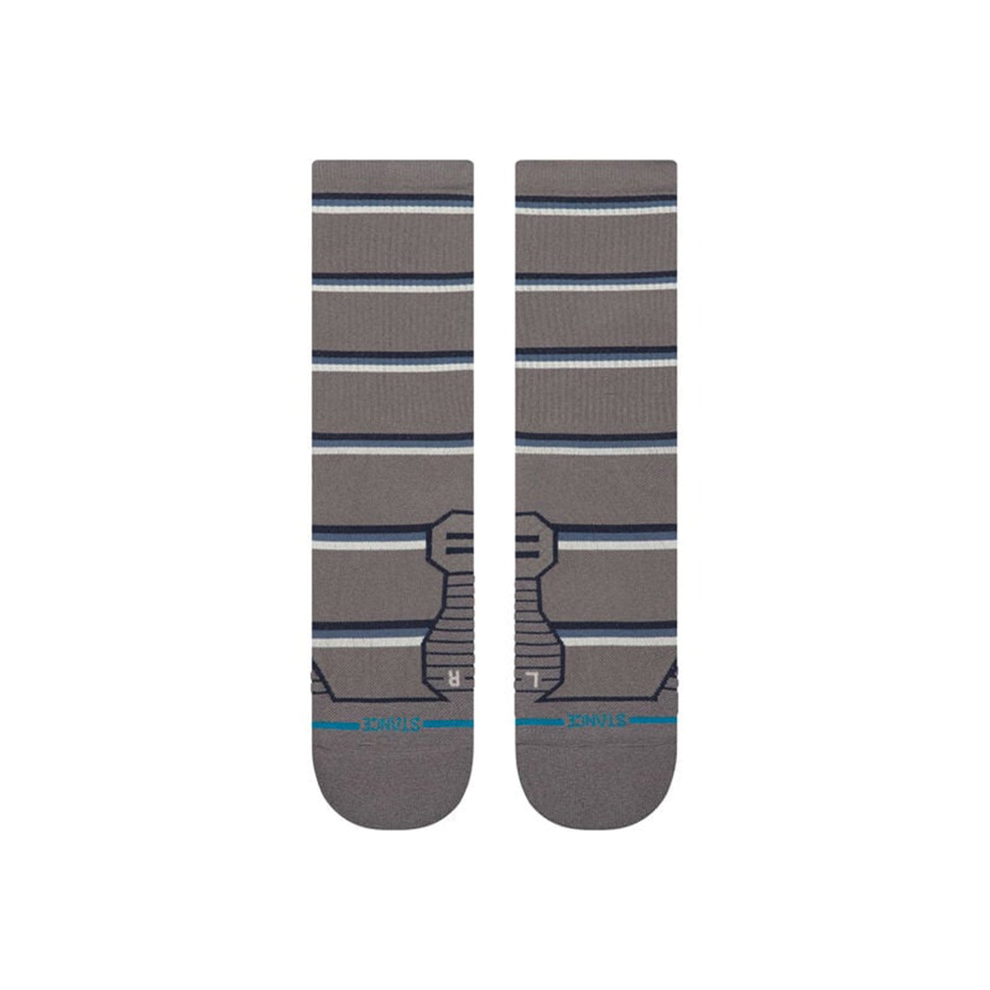 LIGHT PERFORMANCE CREW SOCKS - MULTISTRIPE RIBBED GREY