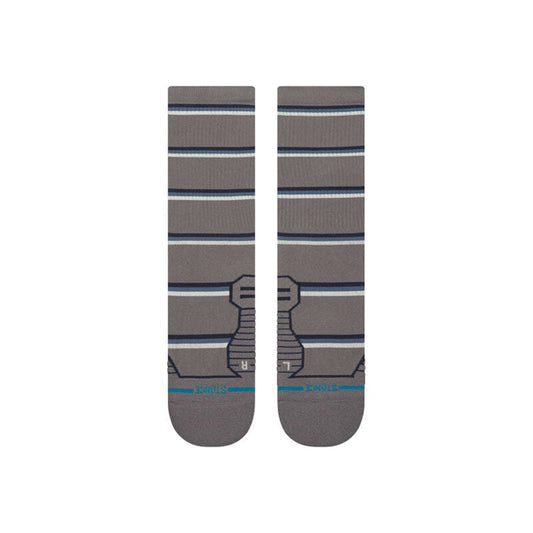 LIGHT PERFORMANCE CREW SOCKS - MULTISTRIPE RIBBED GREY