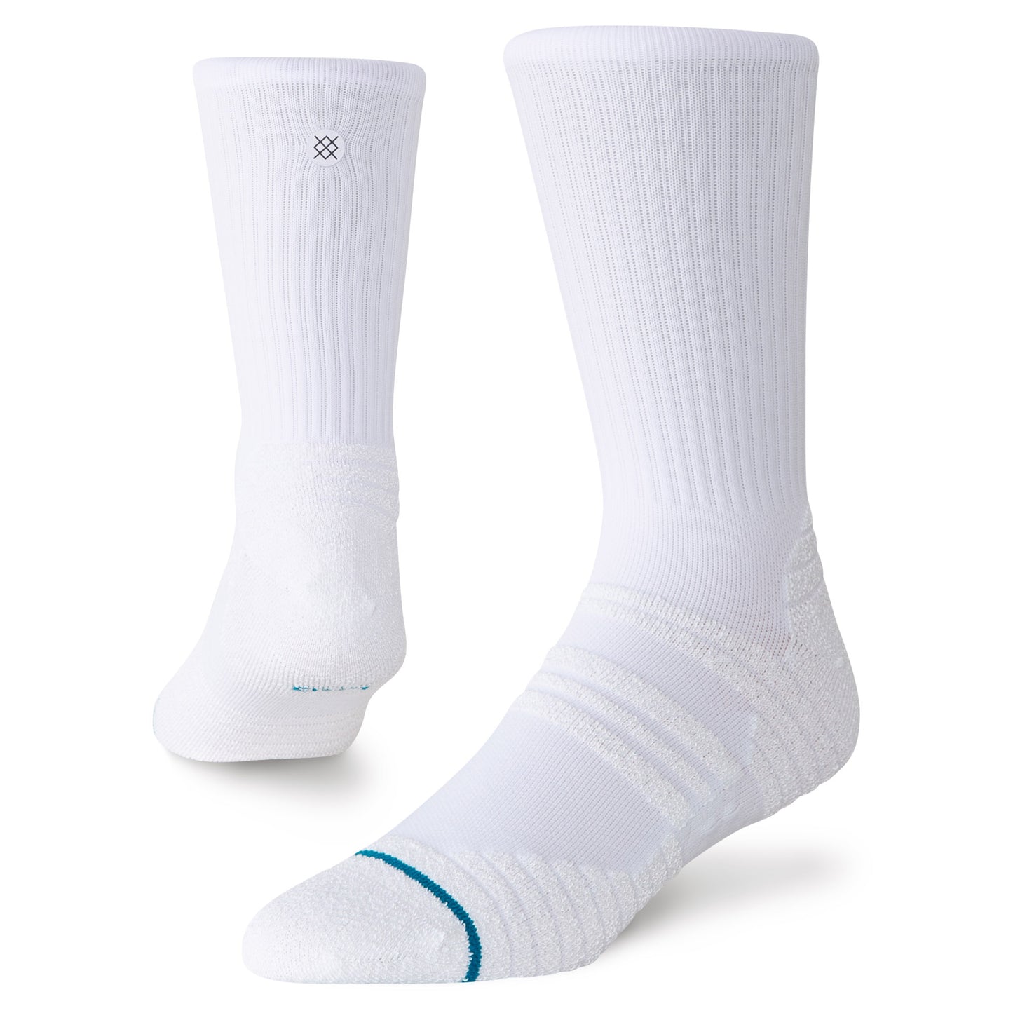 Fusion Grip Crew Socks - White