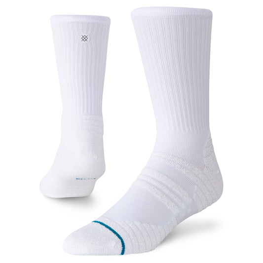 Fusion Grip Crew Socks - White