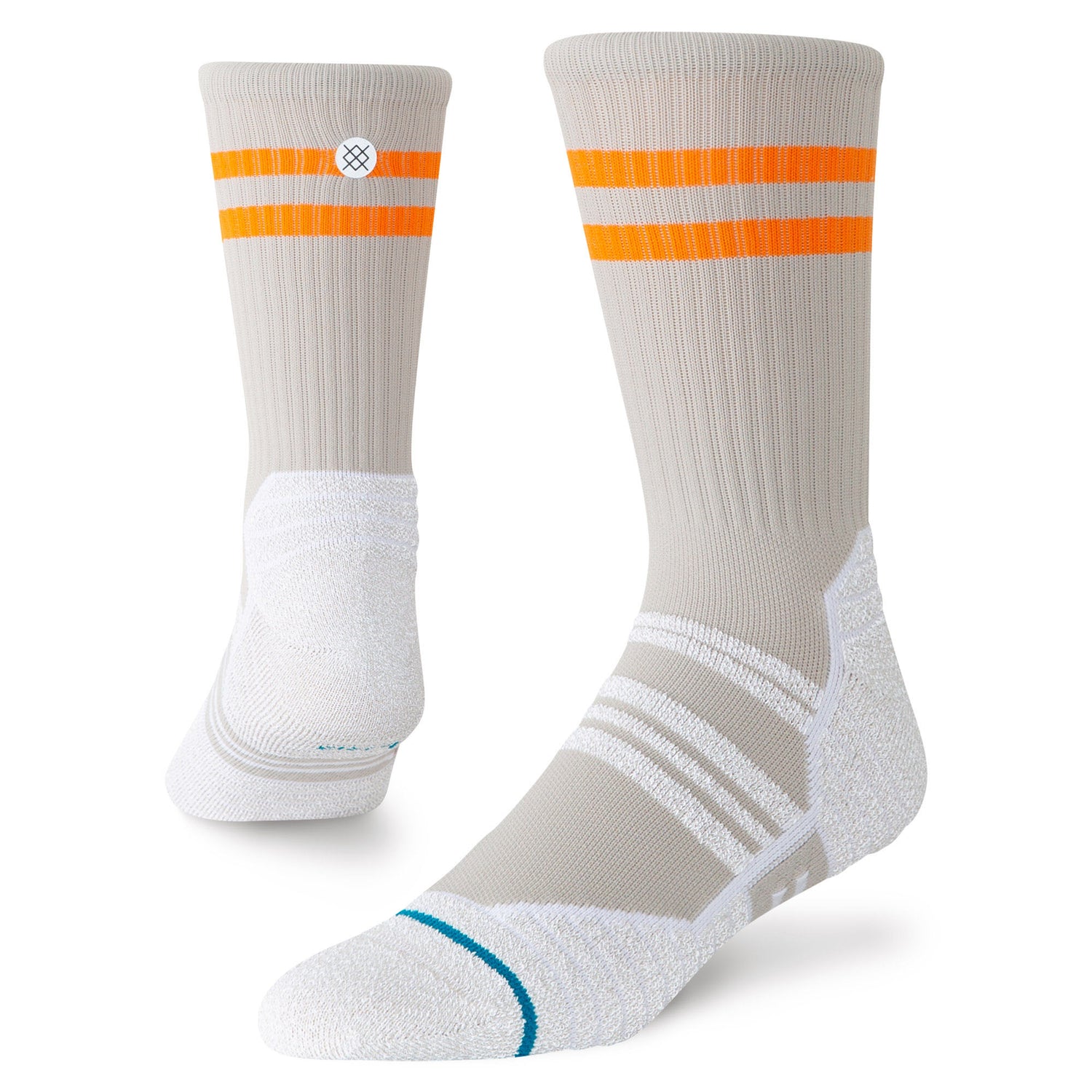 Fusion Grip Crew Socks - Splatter Light Grey
