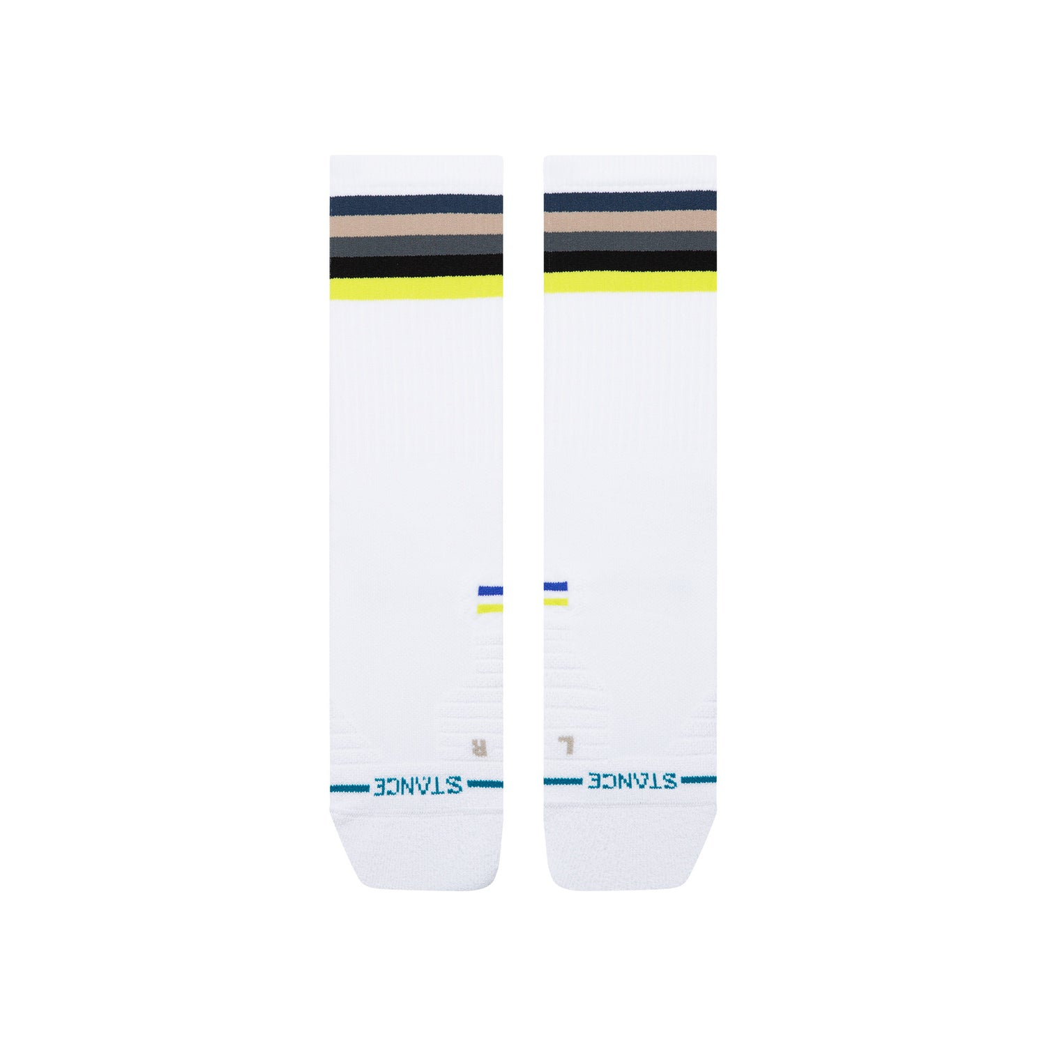 Medium Performance Golf Crew Socks - Line Up Ribbed White