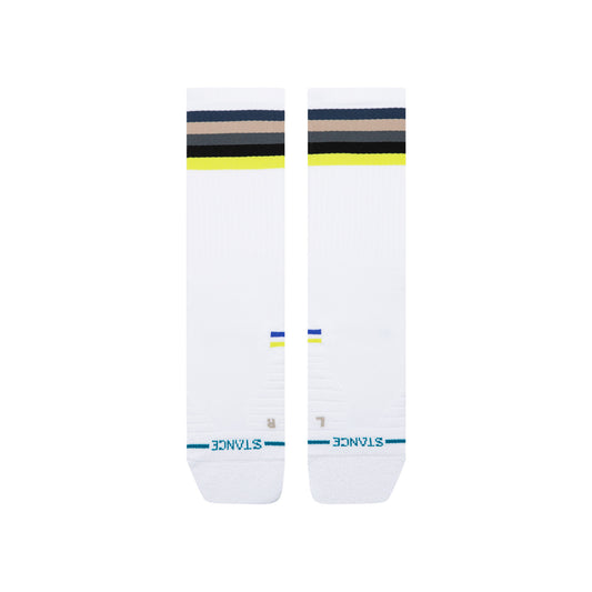 Medium Performance Golf Crew Socks - Line Up Ribbed White