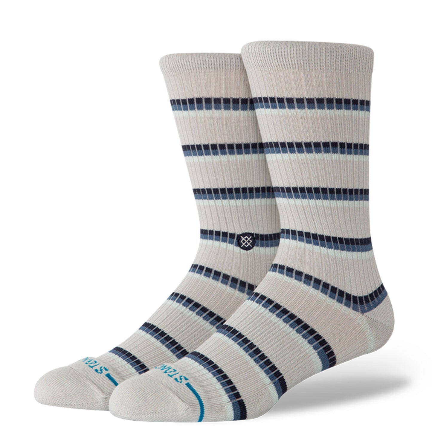 MULTISTRIPE RIBBED GREY CREW SOCKS
