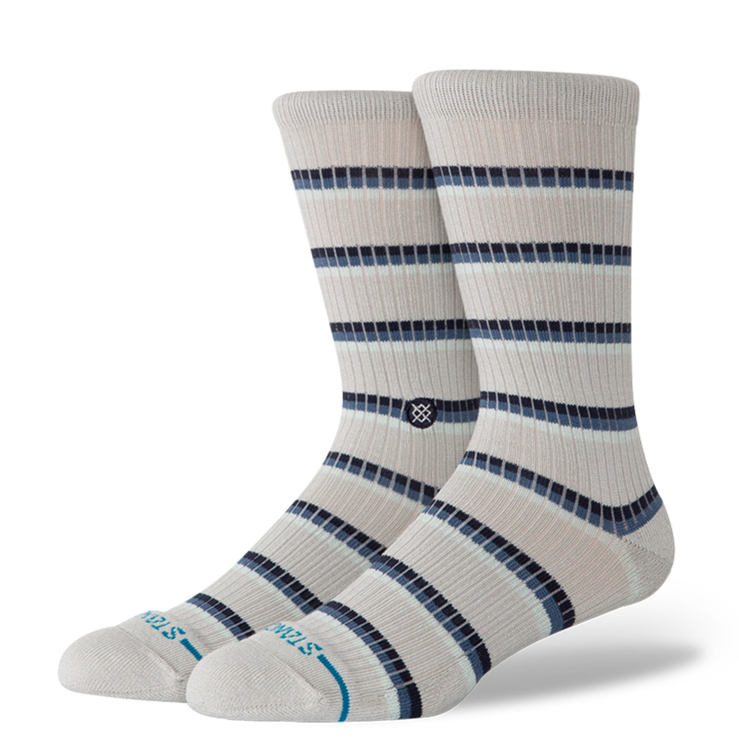 MULTISTRIPE RIBBED GREY CREW SOCKS
