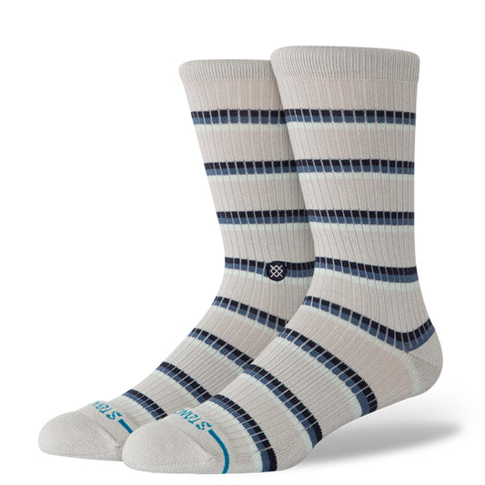 MULTISTRIPE RIBBED GREY CREW SOCKS