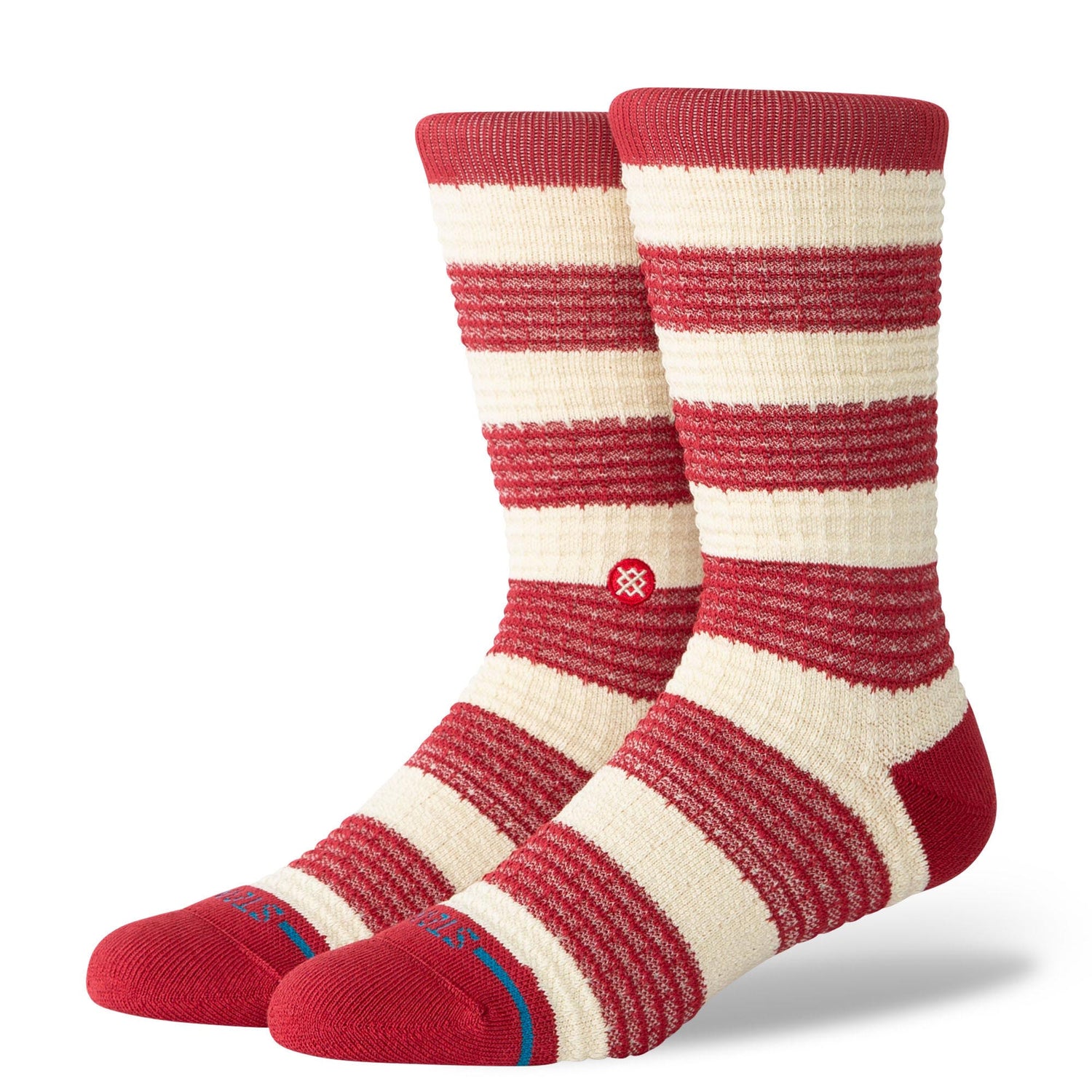 Peppermint Waffle Crew Socks - Red