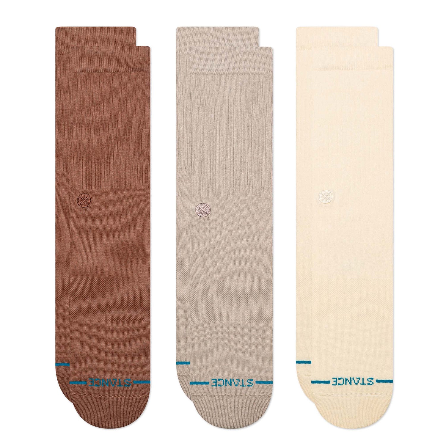 Icon Crew Socks 3 Pack - Brown