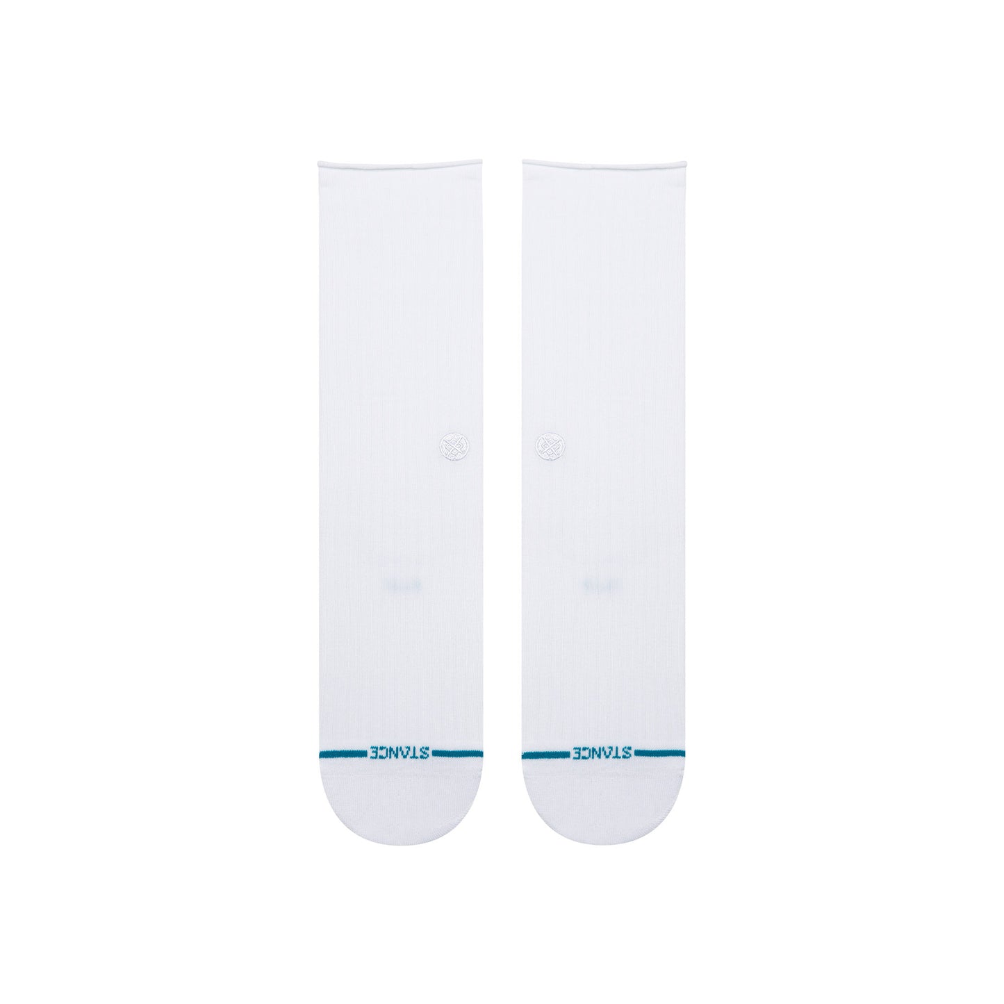 Rolled Solid Crew Socks - White