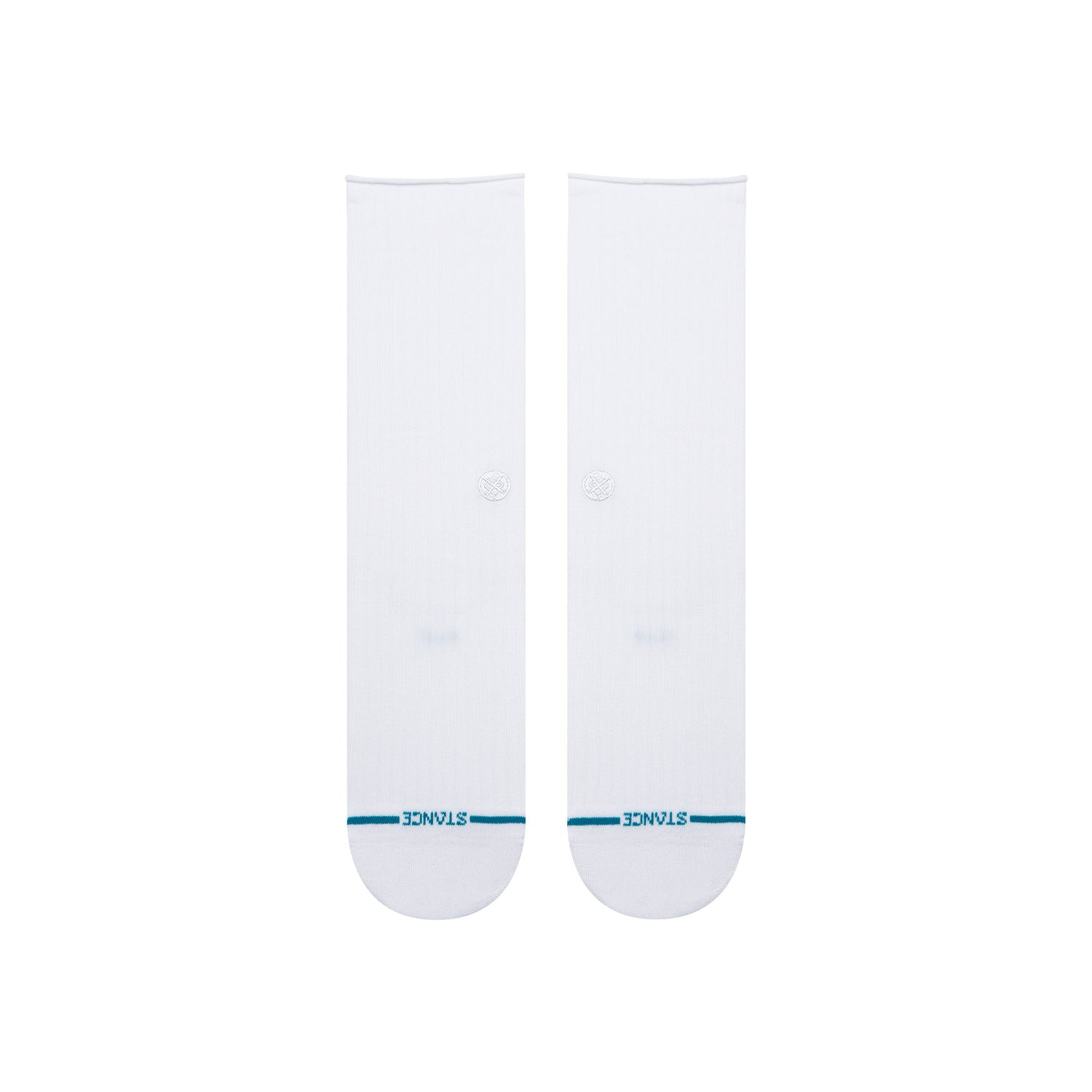 Rolled Solid Crew Socks - White