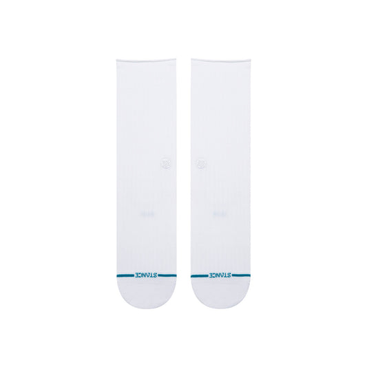 Rolled Solid Crew Socks - White