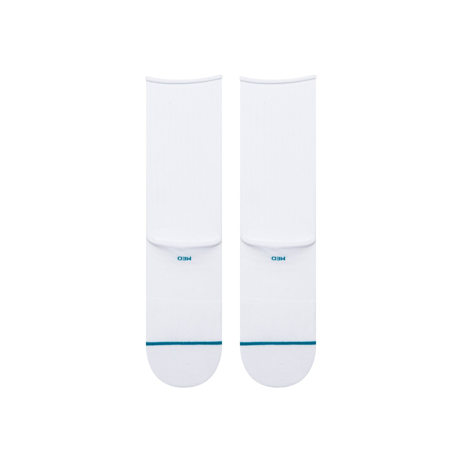 Rolled Solid Crew Socks - White