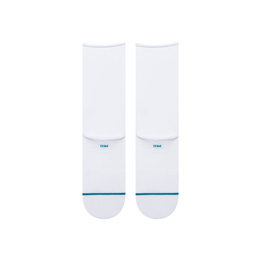 Rolled Solid Crew Socks - White