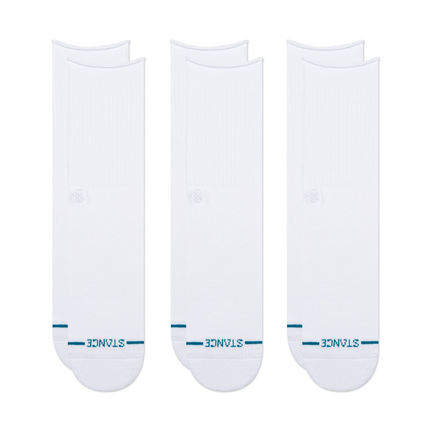 Rolled Solid Crew Socks 3 Pack - White