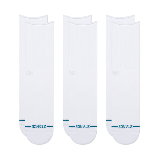 Rolled Solid Crew Socks 3 Pack - White