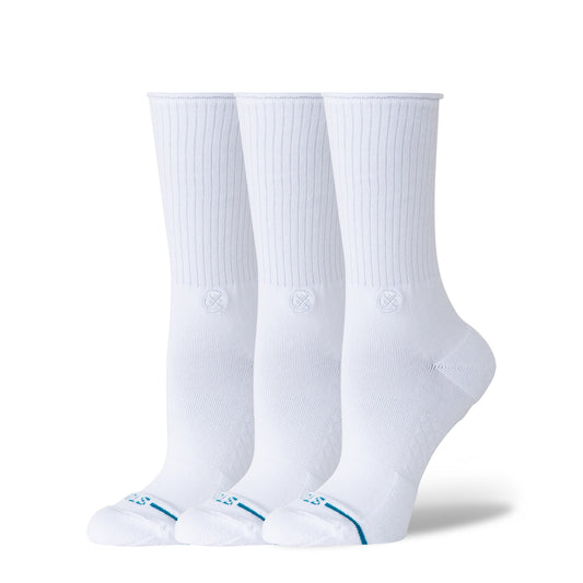 Rolled Solid Crew Socks 3 Pack - White